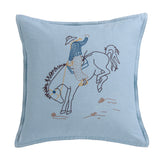 Rodeo Bronc Denim Embroidery Pillow Pillow