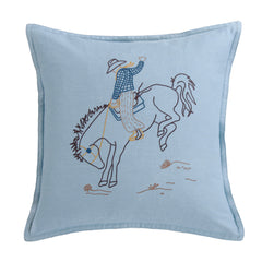 Rodeo Bronc Denim Embroidery Pillow Pillow