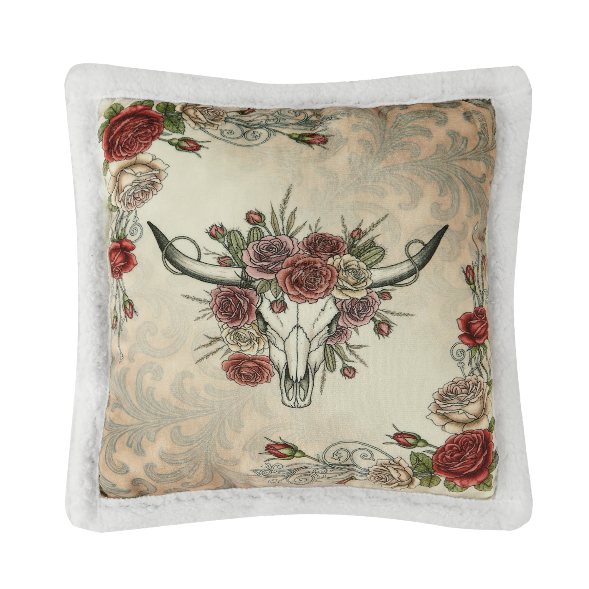 Rowena Longhorn Campfire Sherpa Pillow Pillow