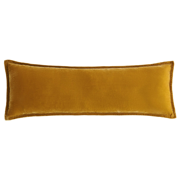 Stella Faux Silk Velvet Long Lumbar Pillow Saffron Pillow