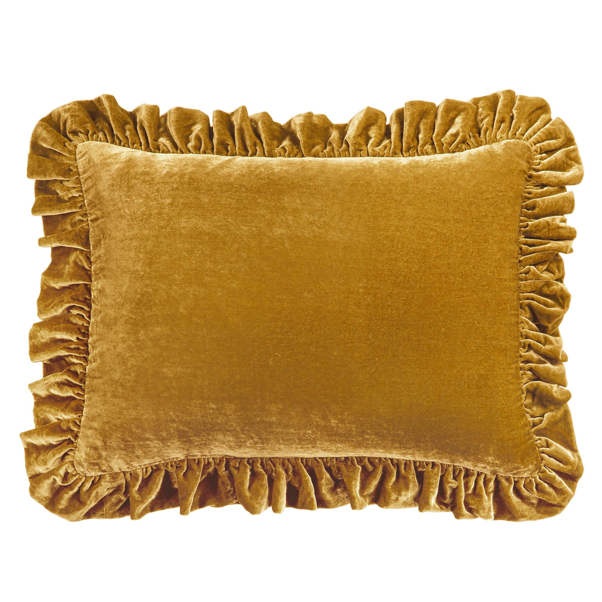Stella Faux Silk Velvet Ruffled Dutch Euro Pillow Saffron Pillow
