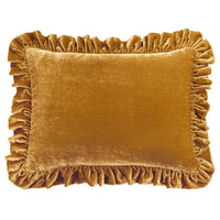 Stella Faux Silk Velvet Ruffled Dutch Euro Pillow Saffron Pillow