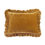 Stella Faux Silk Velvet Ruffled Oblong Pillow Saffron Pillow