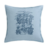 Saguaro Skyline Denim Embroidery Pillow Pillow