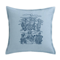 Saguaro Skyline Denim Embroidery Pillow Pillow