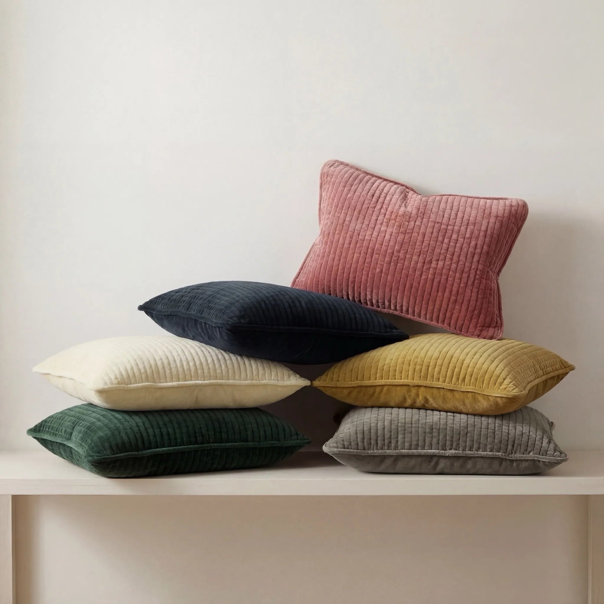 Stonewashed Cotton Velvet Boudoir Pillow, Taupe Pillow