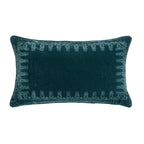 Stella Faux Silk Velvet Embroidered Lumbar Pillow Storm Blue Pillow