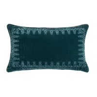 Stella Faux Silk Velvet Embroidered Lumbar Pillow Storm Blue Pillow