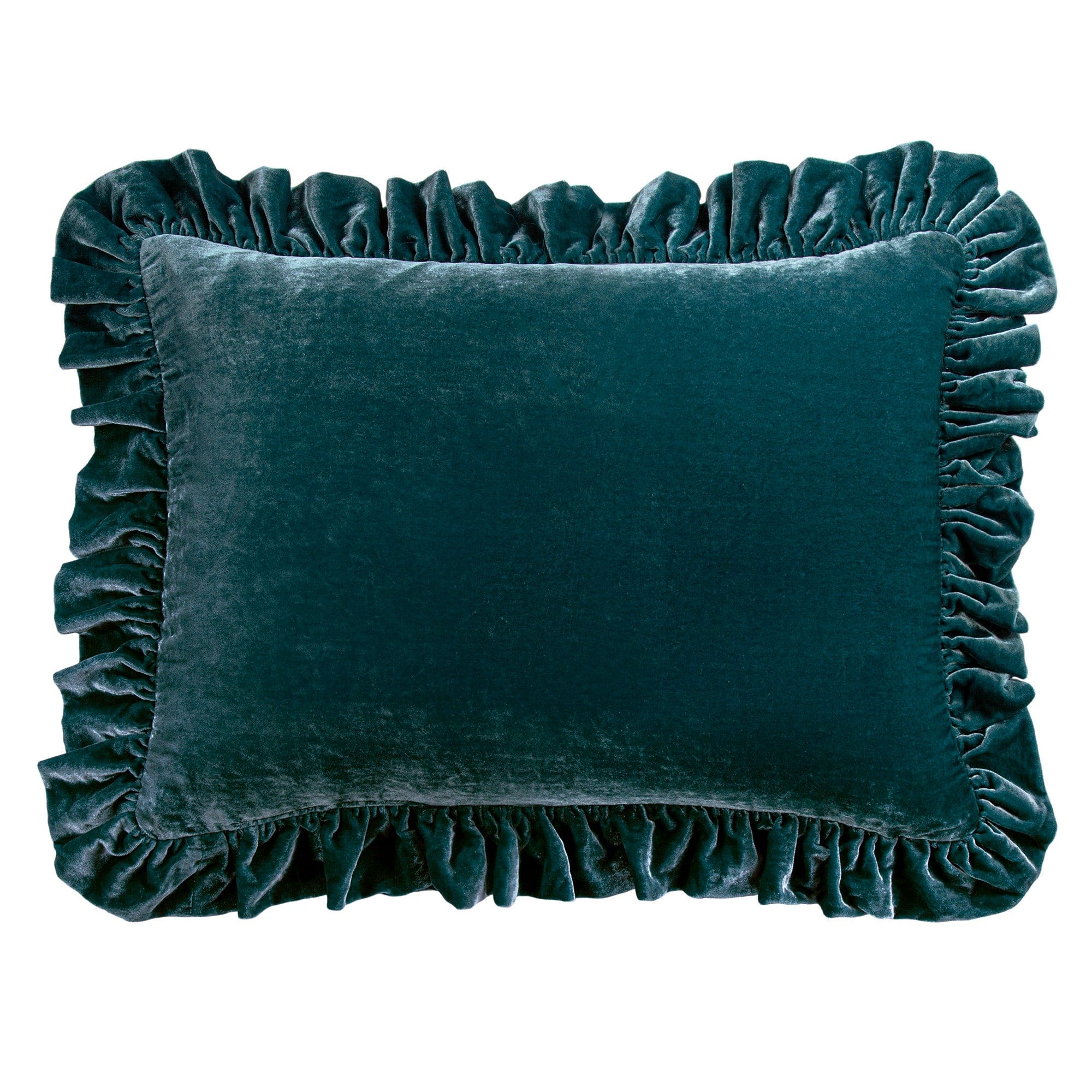 Stella Faux Silk Velvet Ruffled Dutch Euro Pillow Storm Blue Pillow