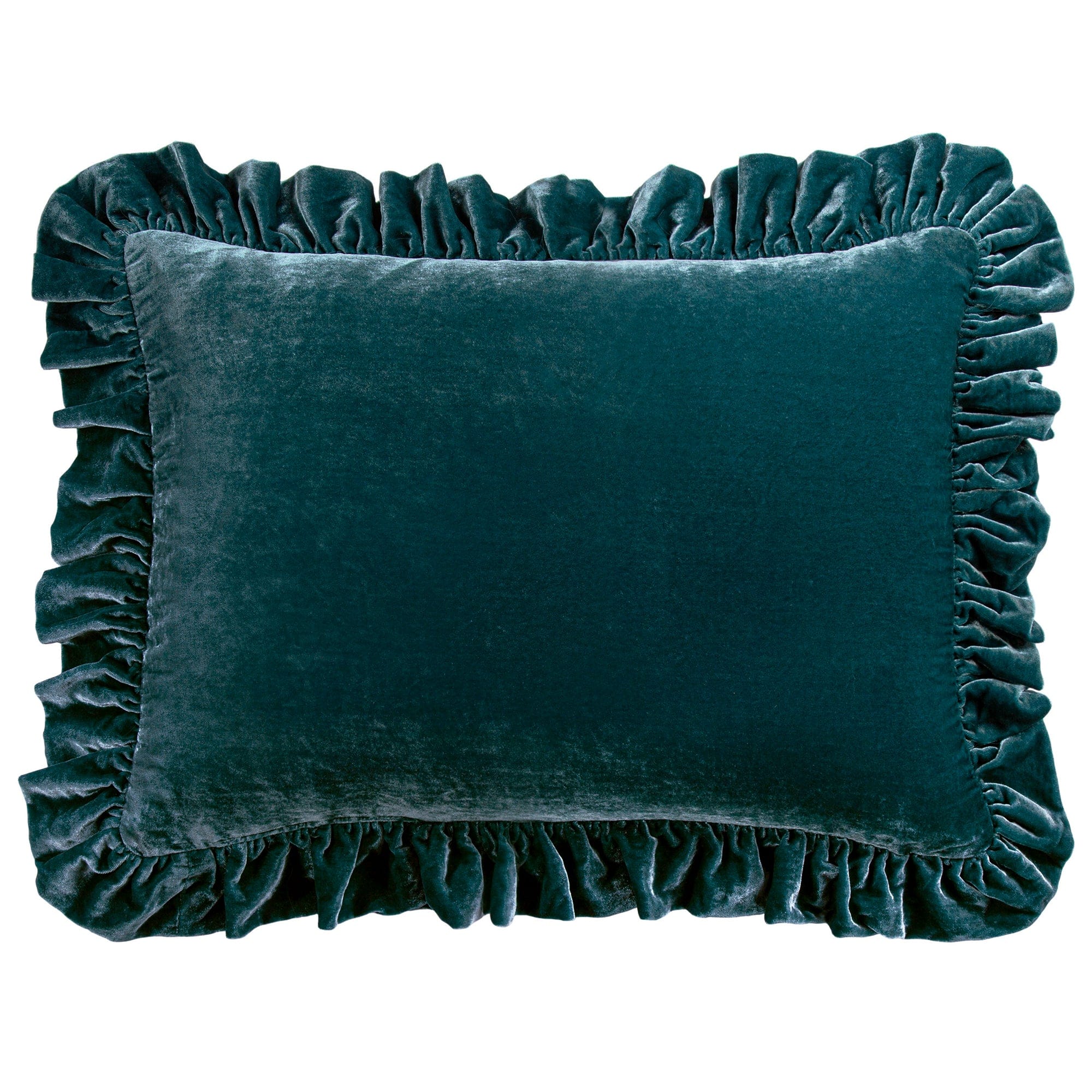 Stella Faux Silk Velvet Ruffled Dutch Euro Pillow Storm Blue Pillow