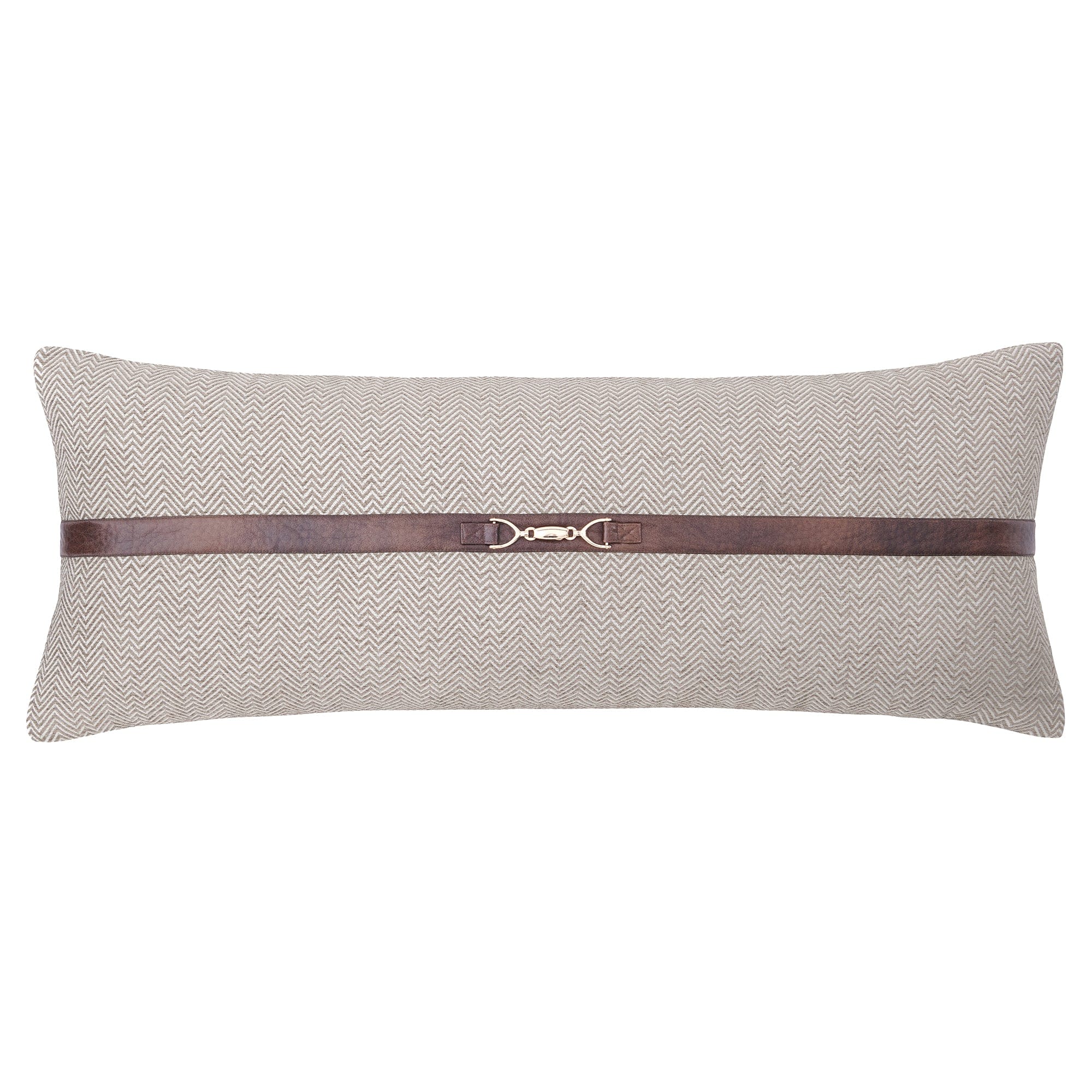 Herringbone Buckle Detailed Lumbar Pillow Taupe Pillow