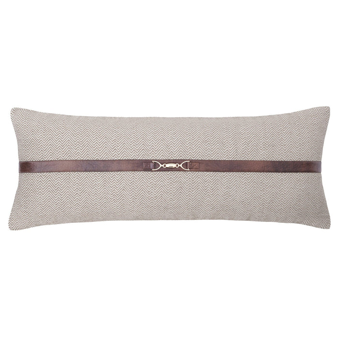 Herringbone Buckle Detailed Lumbar Pillow Taupe Pillow