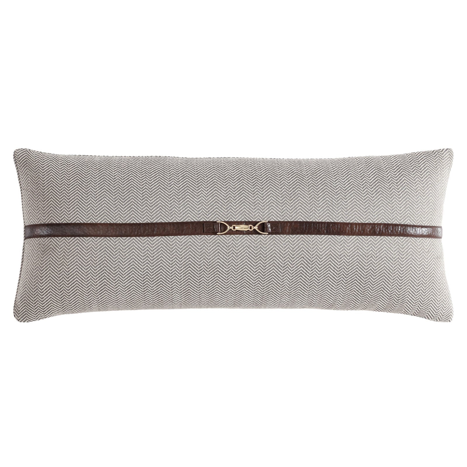 Herringbone Buckle Detailed Lumbar Pillow Taupe Pillow