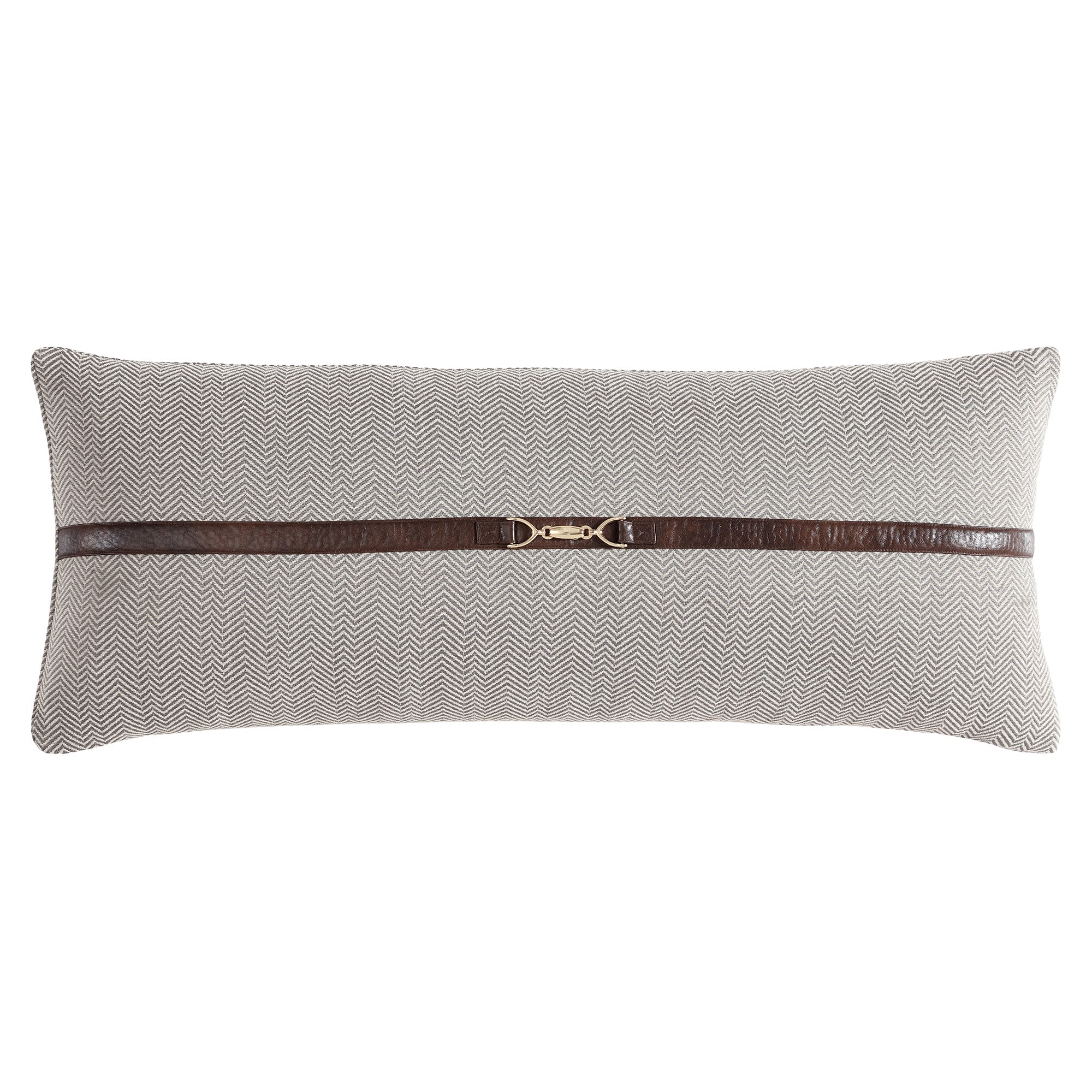 Herringbone Buckle Detailed Lumbar Pillow Taupe Pillow