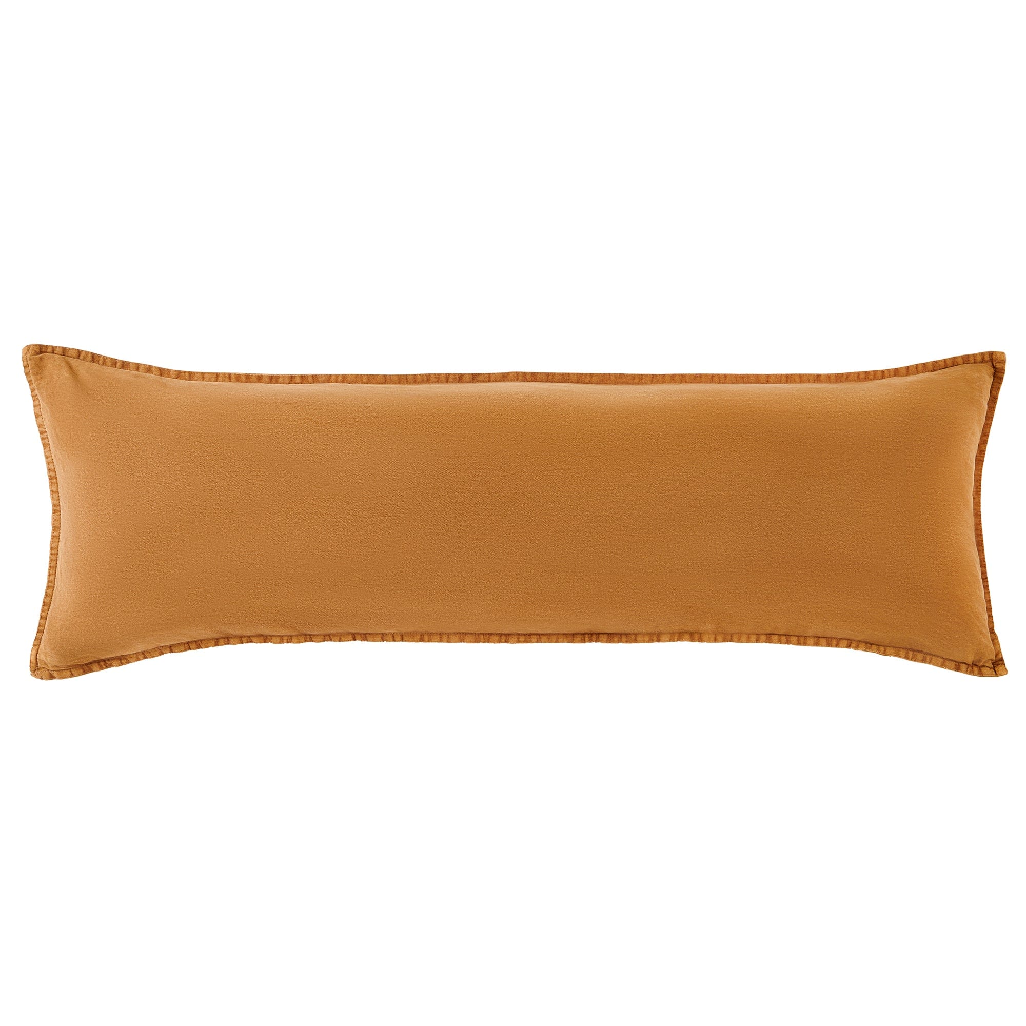 Stonewashed Cotton Canvas Long Lumbar Pillow Terracotta Pillow