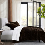 Stella Faux Silk Velvet Double Box Stitch Quilt Set Full/Queen / Espresso Quilt