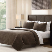 Stonewashed Cotton Velvet Quilt Quilt Set / Full/Queen / Cocoa Quilt