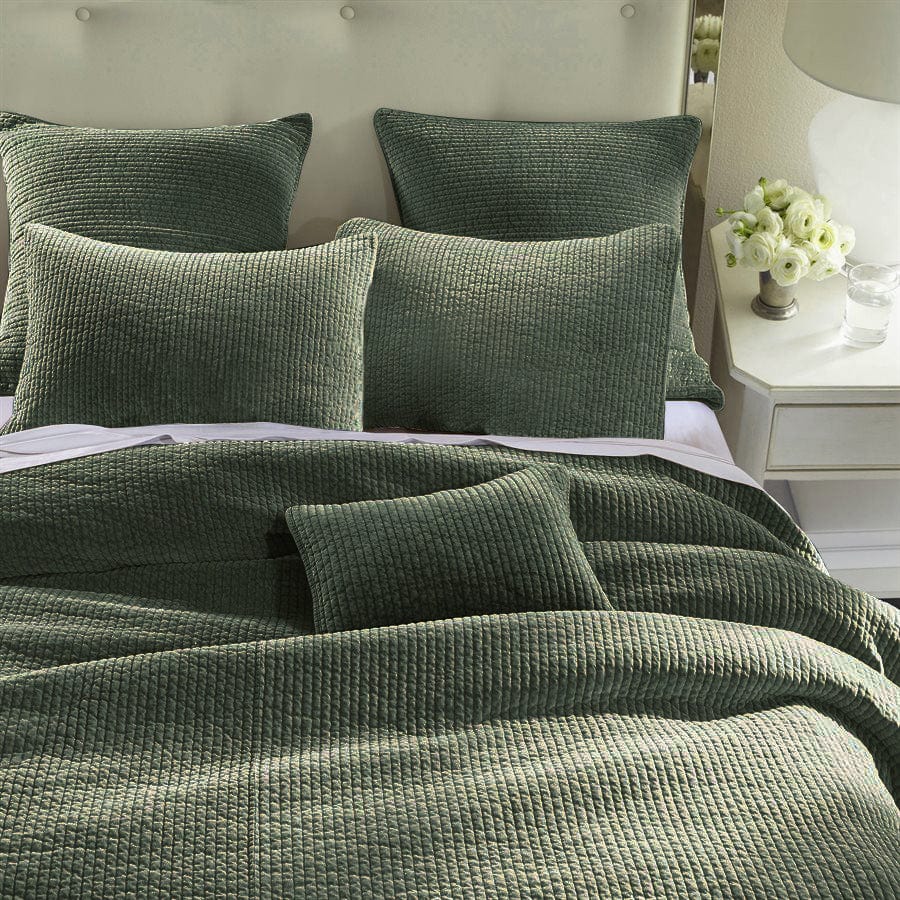 Stonewashed Cotton Velvet Quilt Quilt Set / Full/Queen / Fern Green Quilt