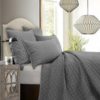 Velvet Diamond Quilt Quilt Set / Full/Queen / Gray Quilt