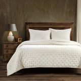 Stella Faux Silk Velvet Pintuck Quilt Quilt Set / Full/Queen / Stone Quilt
