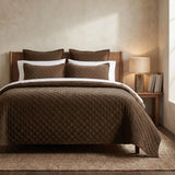 Velvet Diamond Quilt Quilt Set / King/Cal King / Cocoa Quilt