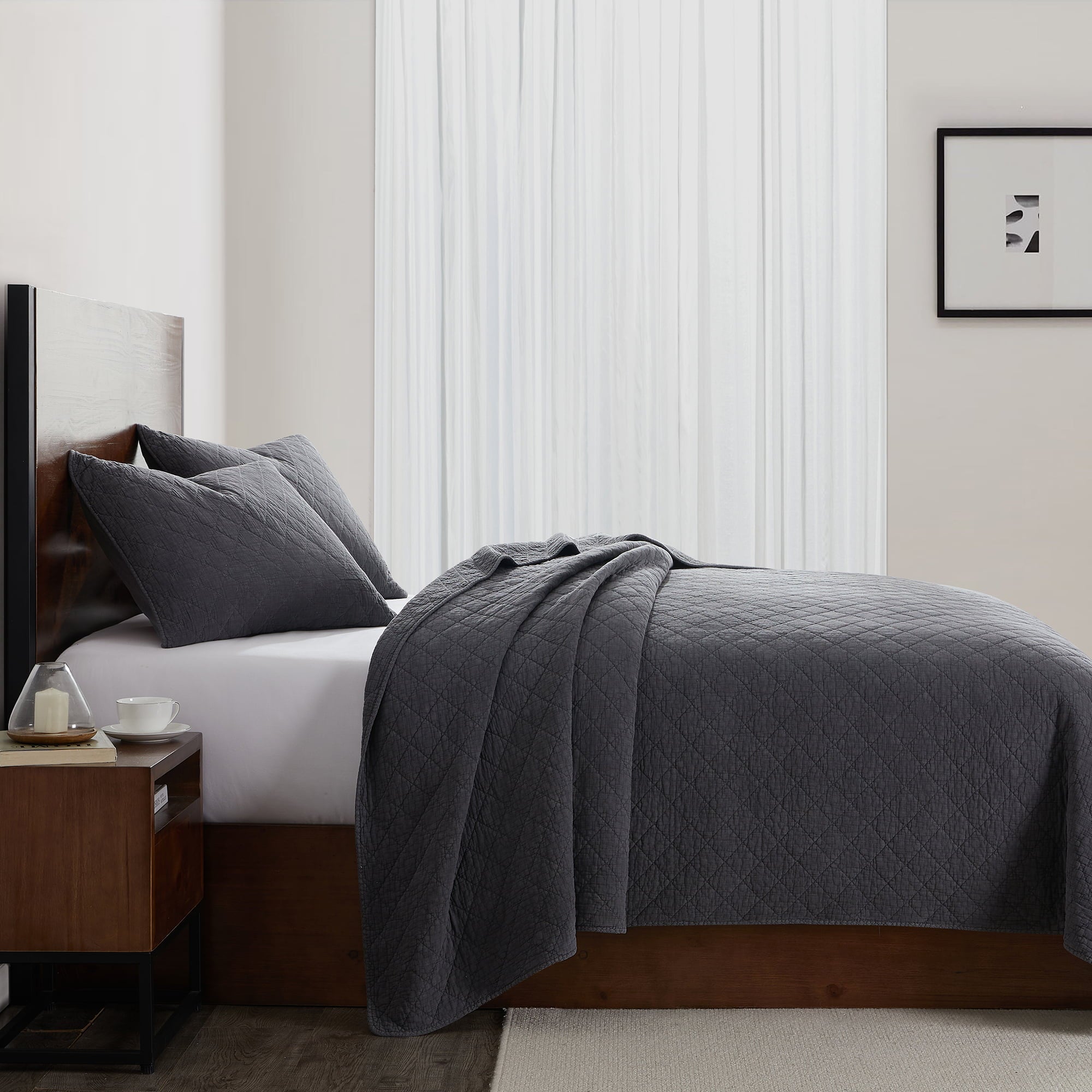 Stonewashed Cotton Gauze Quilt Quilt Set / Twin / Charcoal Quilt