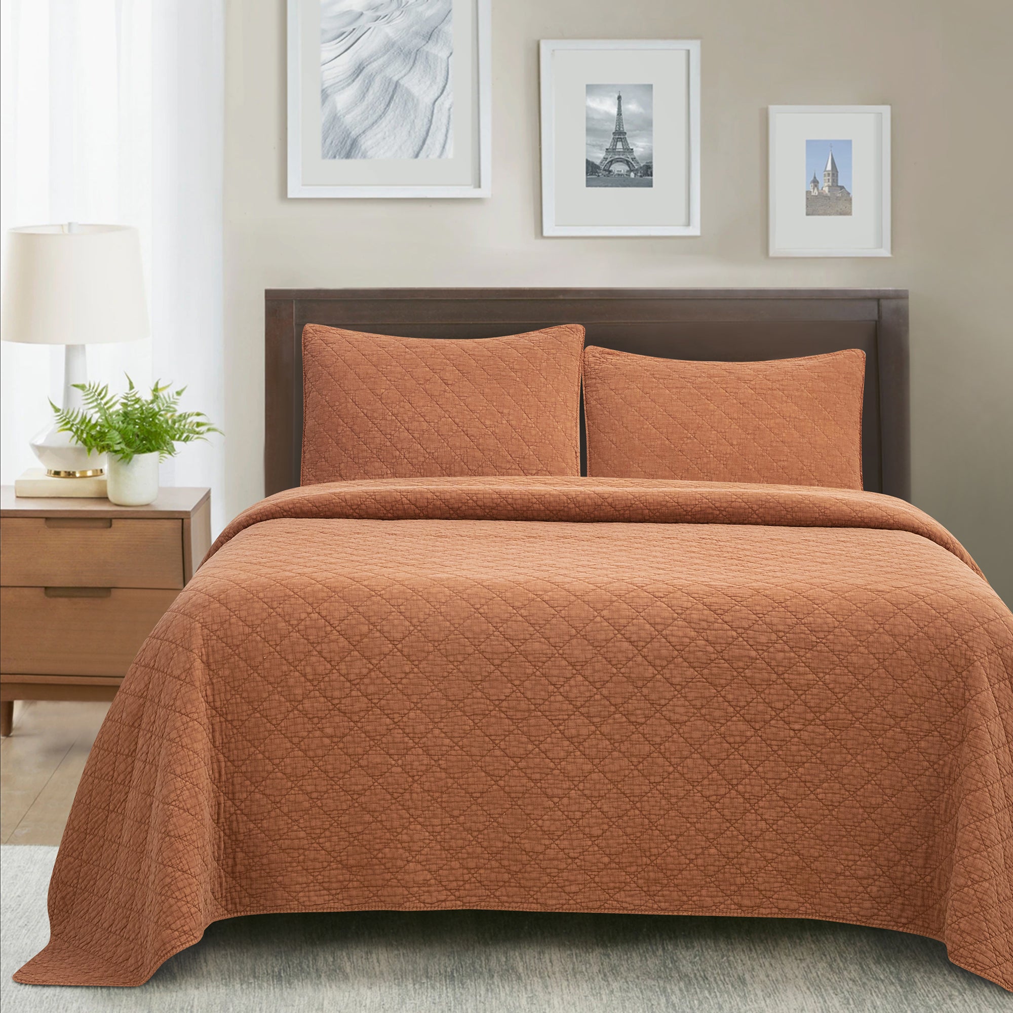 Stonewashed Cotton Gauze Quilt Quilt Set / Twin / Copper Quilt