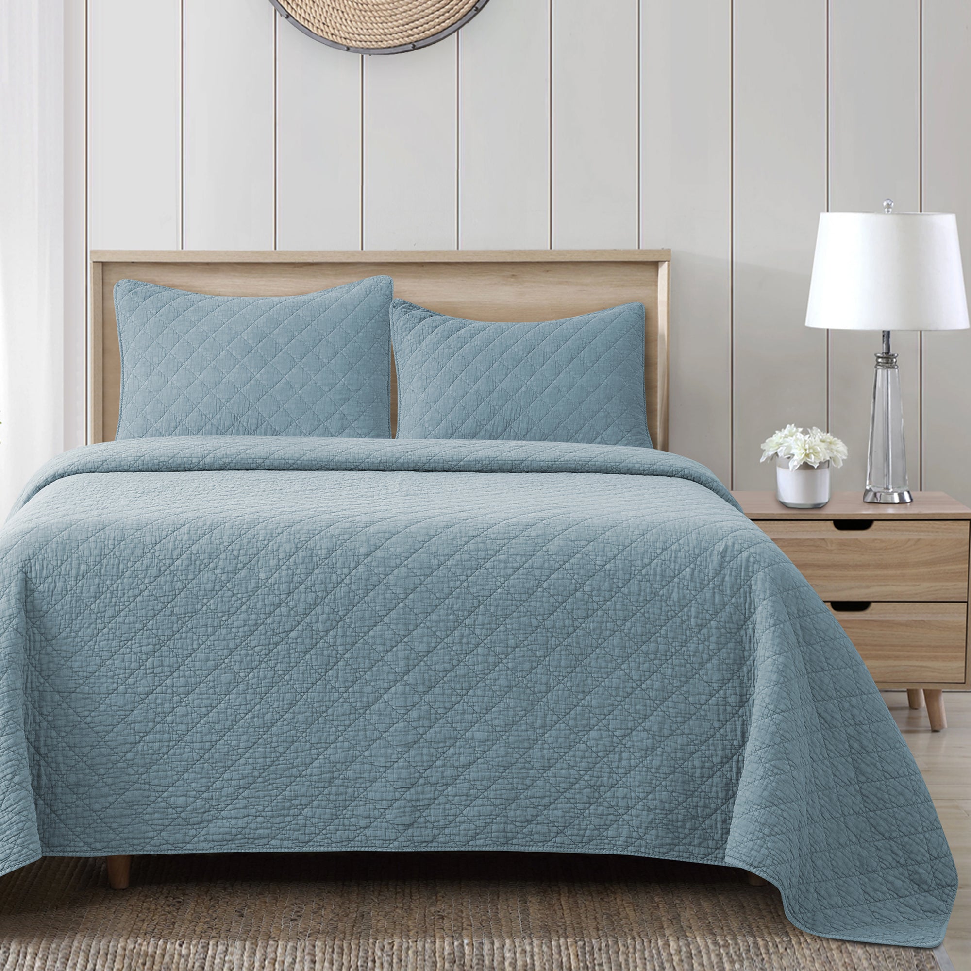 Stonewashed Cotton Gauze Quilt Quilt Set / Twin / Mineral Blue Quilt
