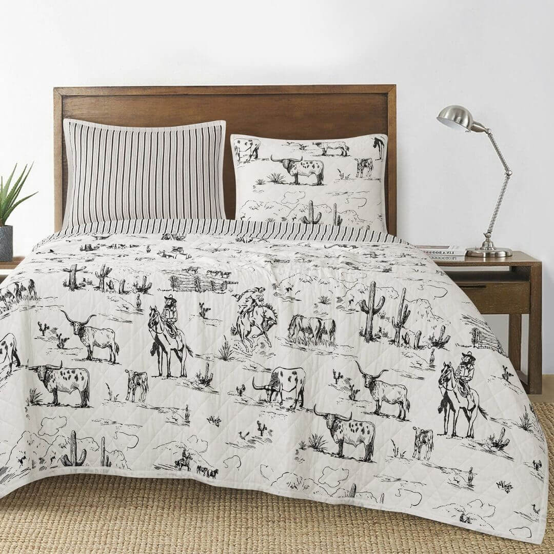 Ranch Life Western Toile Reversible Quilt Set Quilt
