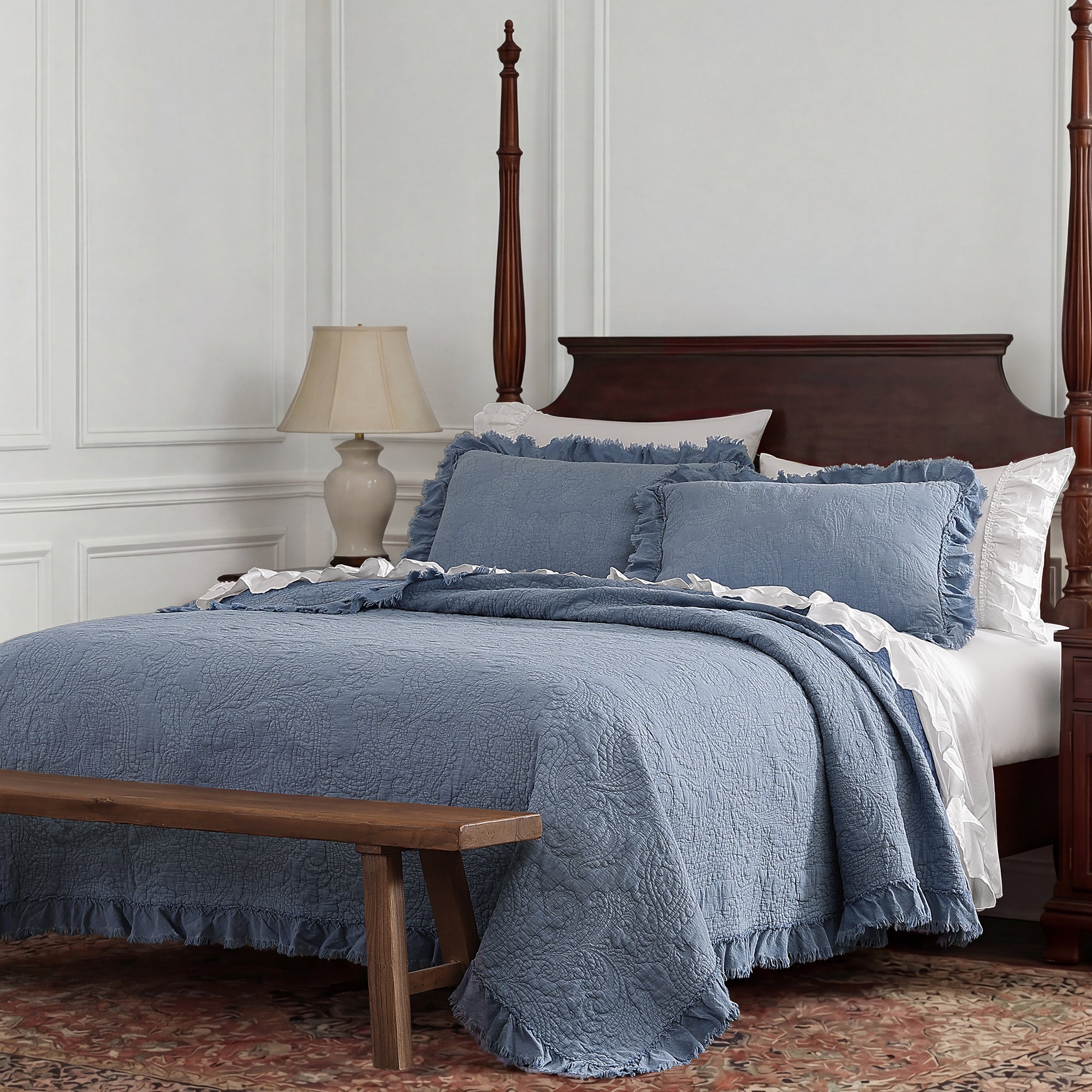 Sadie Stonewashed Paisley Ruffled Quilt Set Quilt