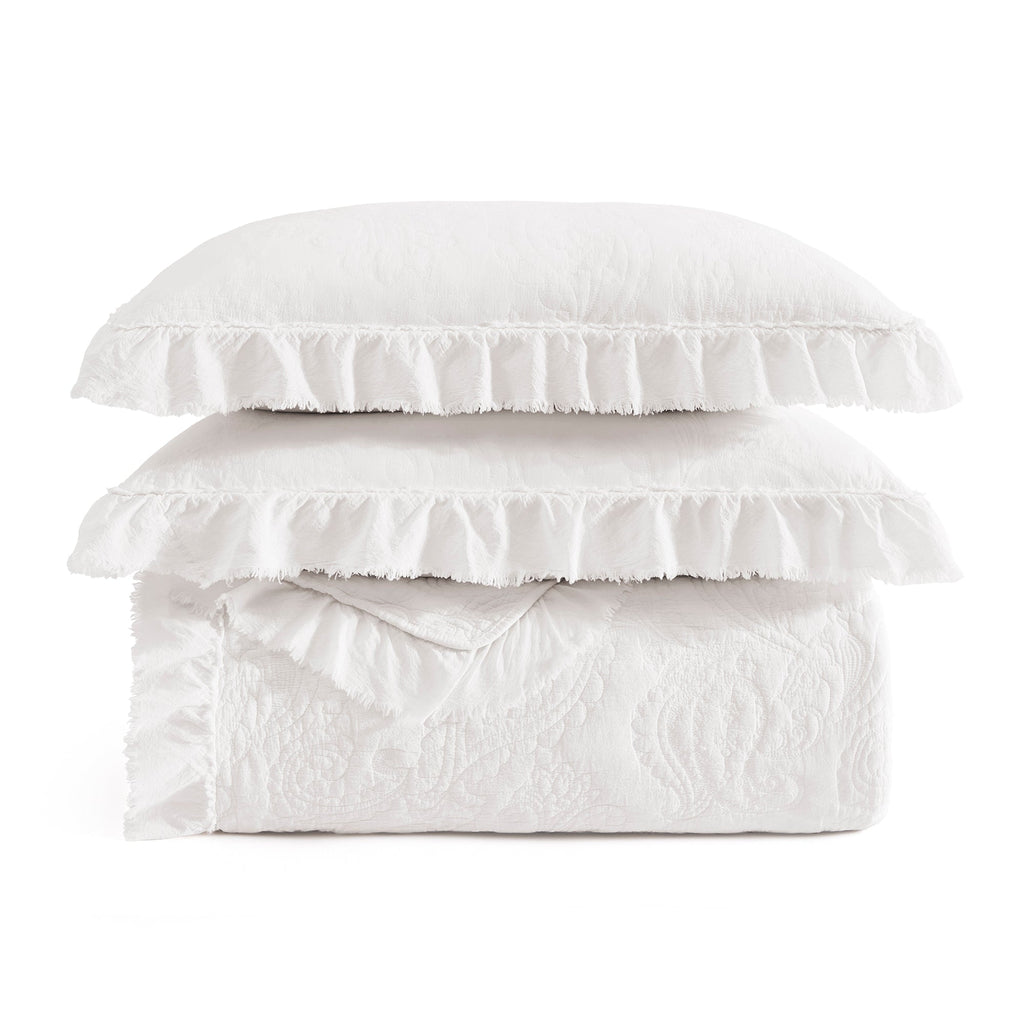 Sadie Stonewashed Paisley Ruffled Quilt Set Quilt