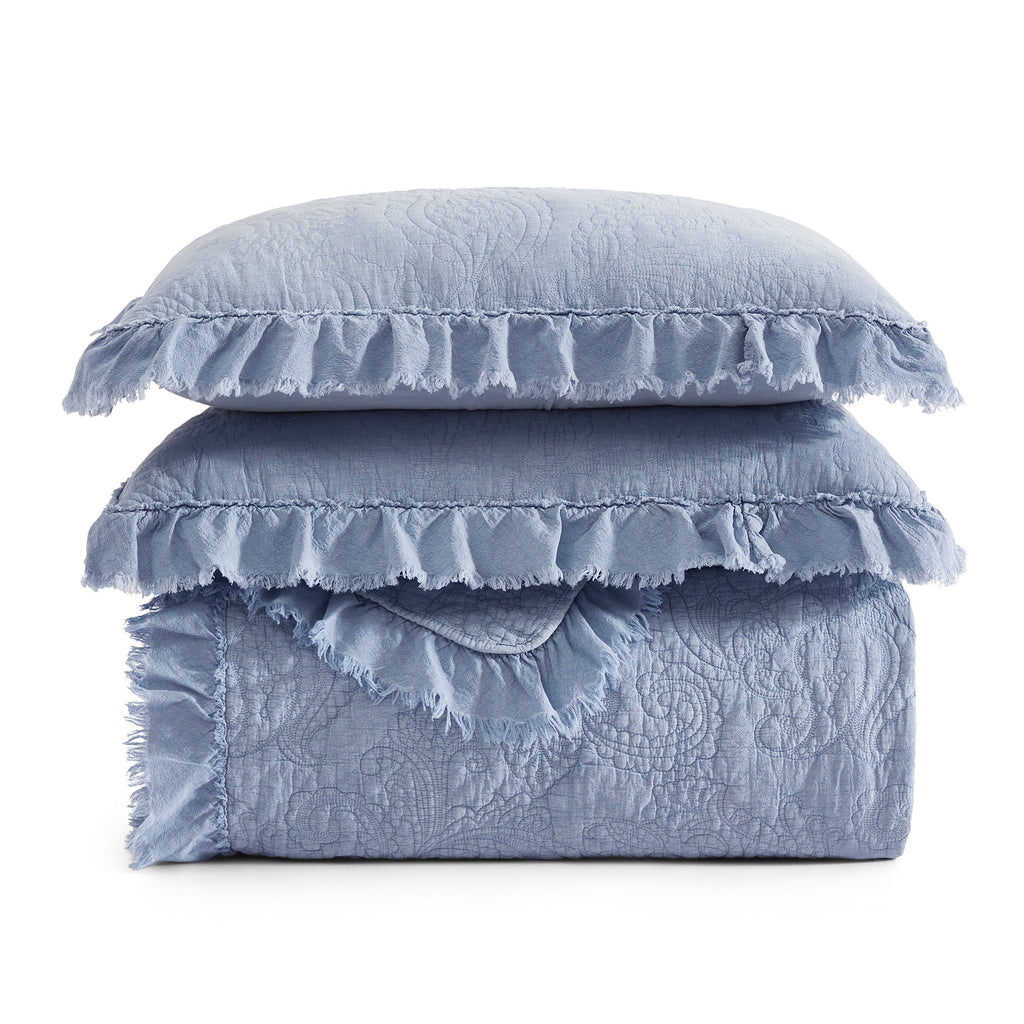 Sadie Stonewashed Paisley Ruffled Quilt Set Quilt