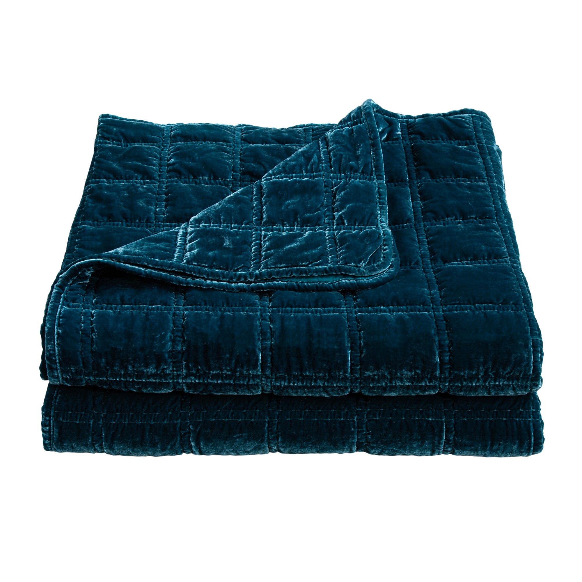 Stella Faux Silk Velvet Double Box Stitch Quilt Set Quilt