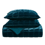 Stella Faux Silk Velvet Double Box Stitch Quilt Set Quilt