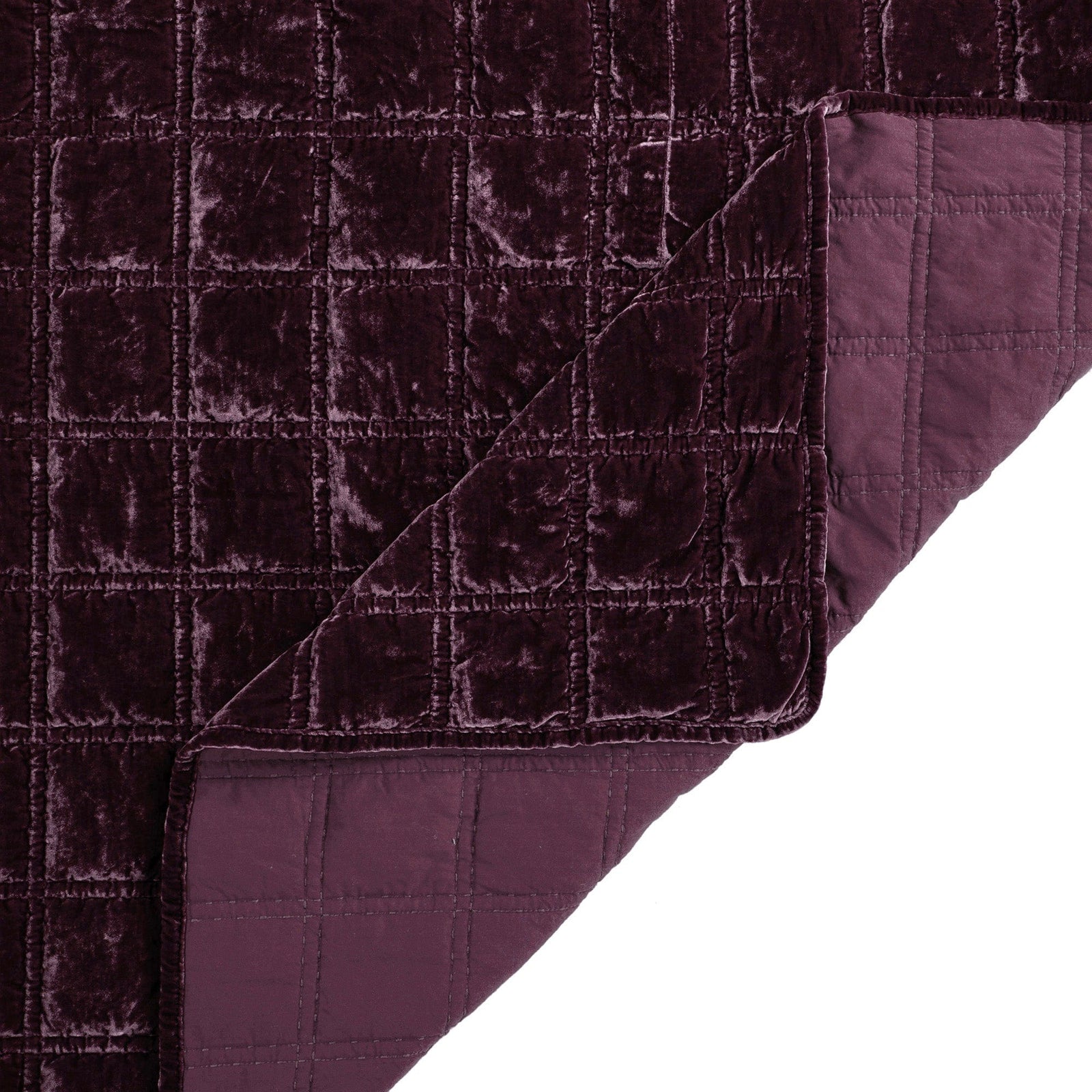 Stella Faux Silk Velvet Double Box Stitch Quilt Set Quilt