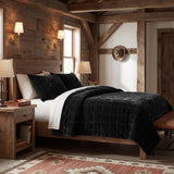 Stella Faux Silk Velvet Double Box Stitch Quilt Set Quilt
