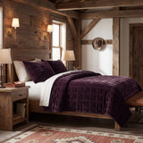 Stella Faux Silk Velvet Double Box Stitch Quilt Set Quilt