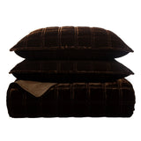Stella Faux Silk Velvet Double Box Stitch Quilt Set Quilt