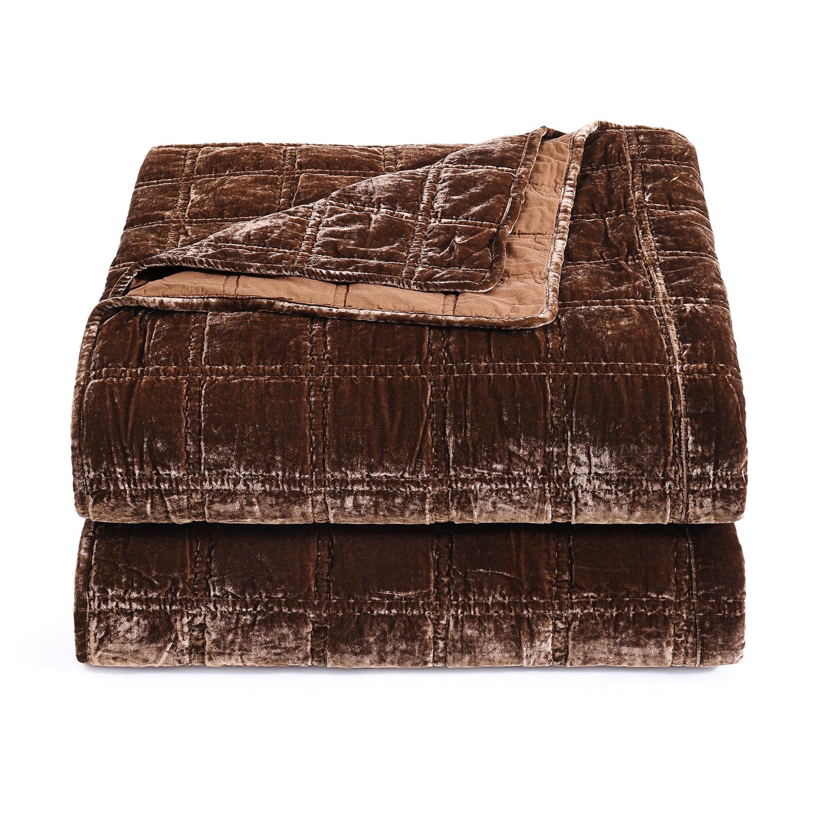 Stella Faux Silk Velvet Double Box Stitch Quilt Set Quilt
