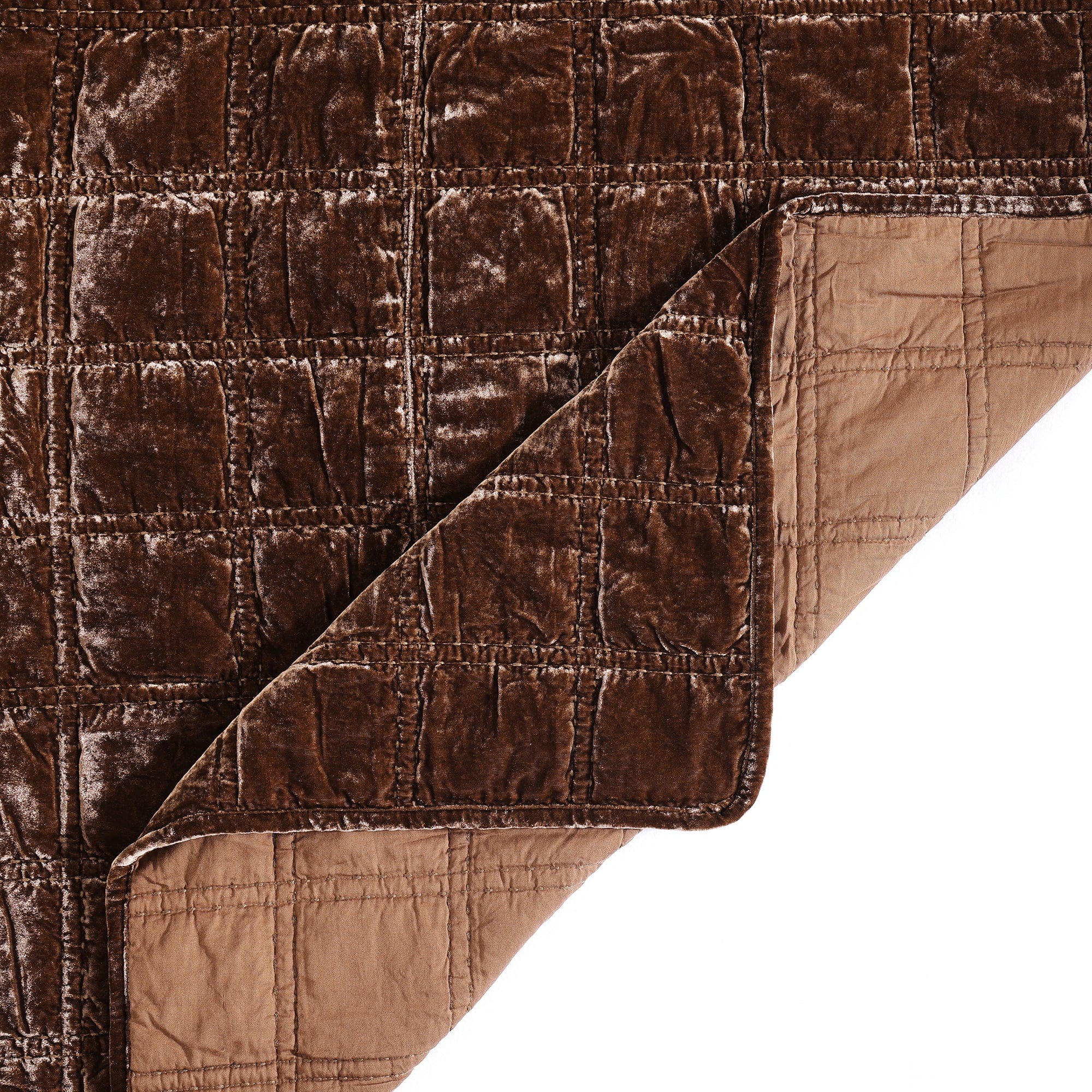 Stella Faux Silk Velvet Double Box Stitch Quilt Set Quilt