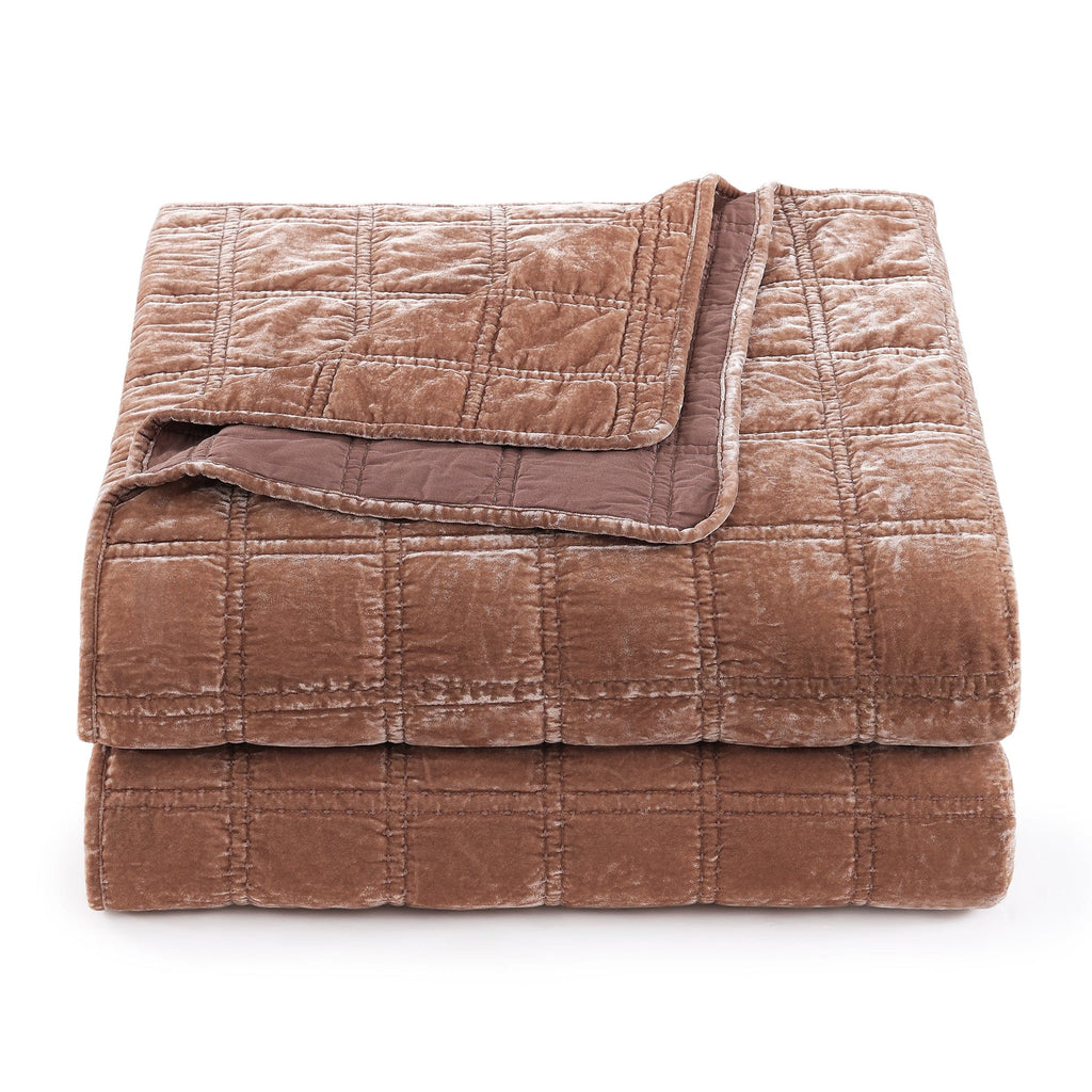 Stella Faux Silk Velvet Double Box Stitch Quilt Set Quilt