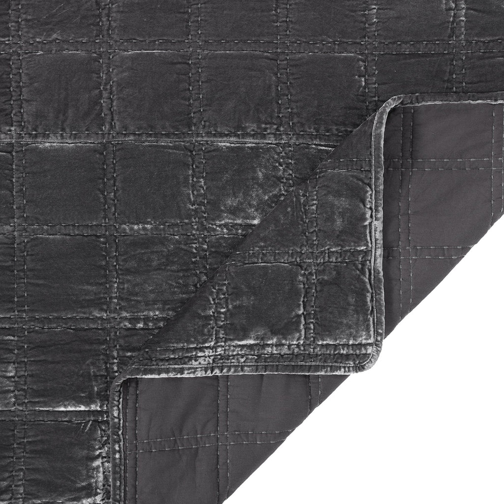 Stella Faux Silk Velvet Double Box Stitch Quilt Set Quilt