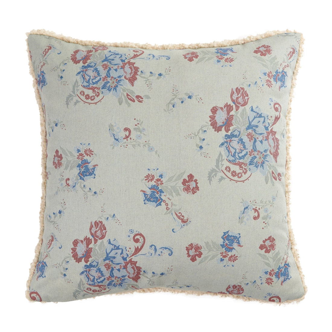 Rosabel Washed Denim Teddy-Backed Pillow
