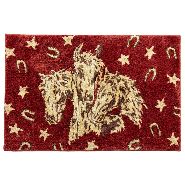 Patchwork Bandana Red Horses Jacquard Bath & Kitchen Rug