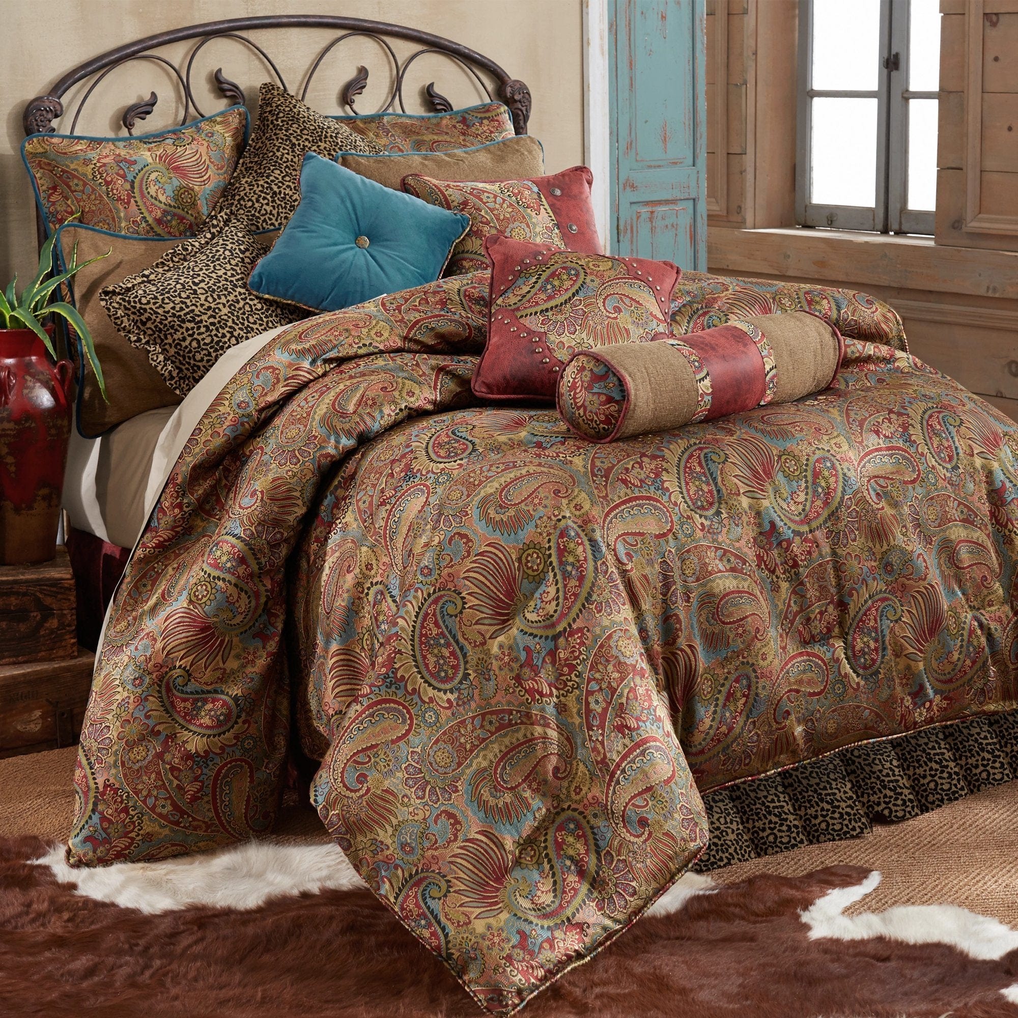 San Angelo Comforter Set, Teal & Leopard Full / Leopard Sale-Comforter