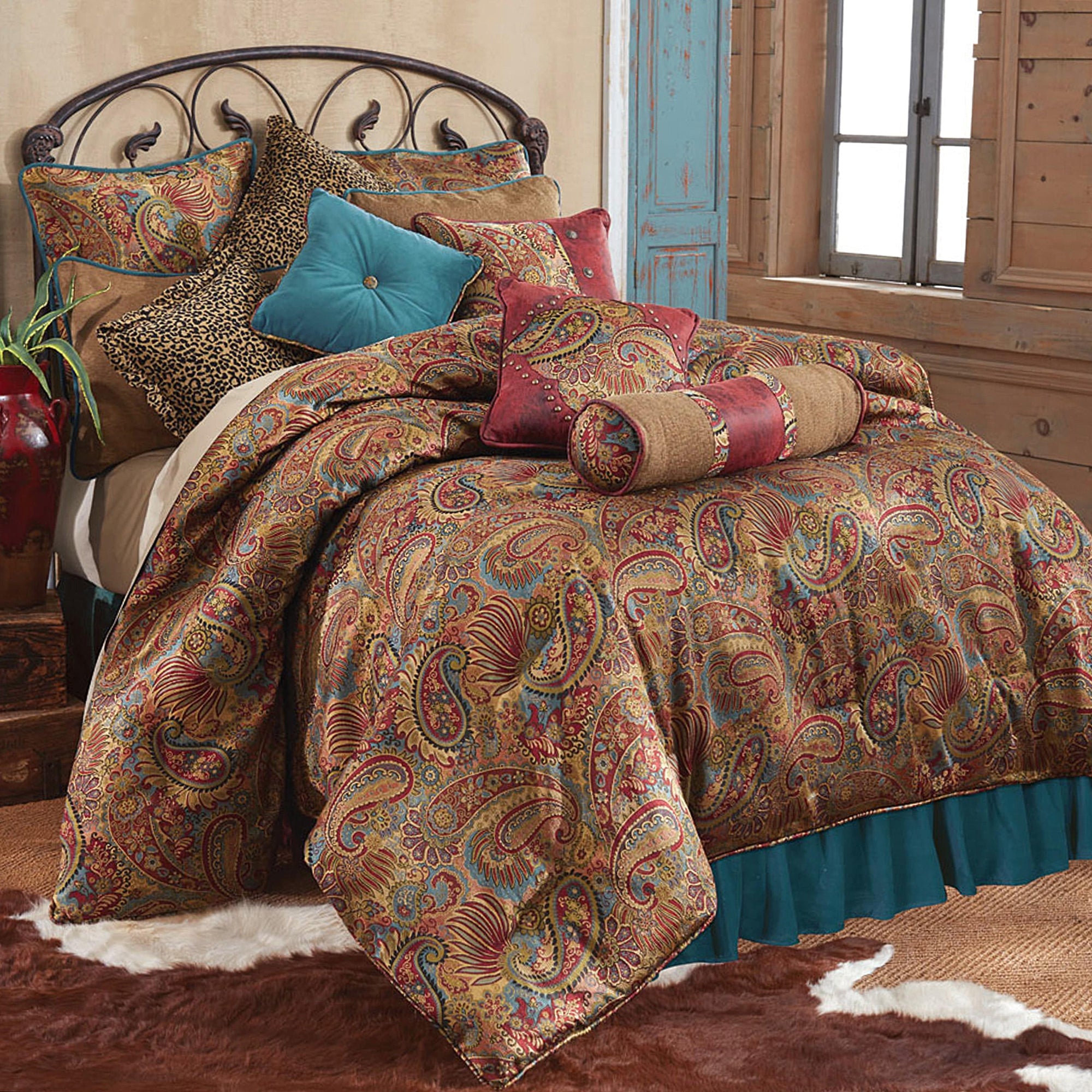 San Angelo Comforter Set, Teal & Leopard Full / Teal Sale-Comforter
