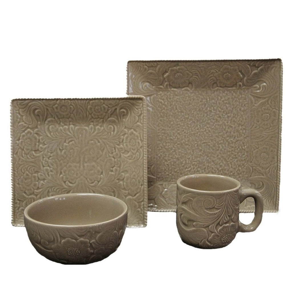 Savannah 16PC Ceramic Dinnerware Set, Taupe Taupe Sale-K