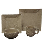 Savannah 16PC Ceramic Dinnerware Set, Taupe Taupe Sale-K