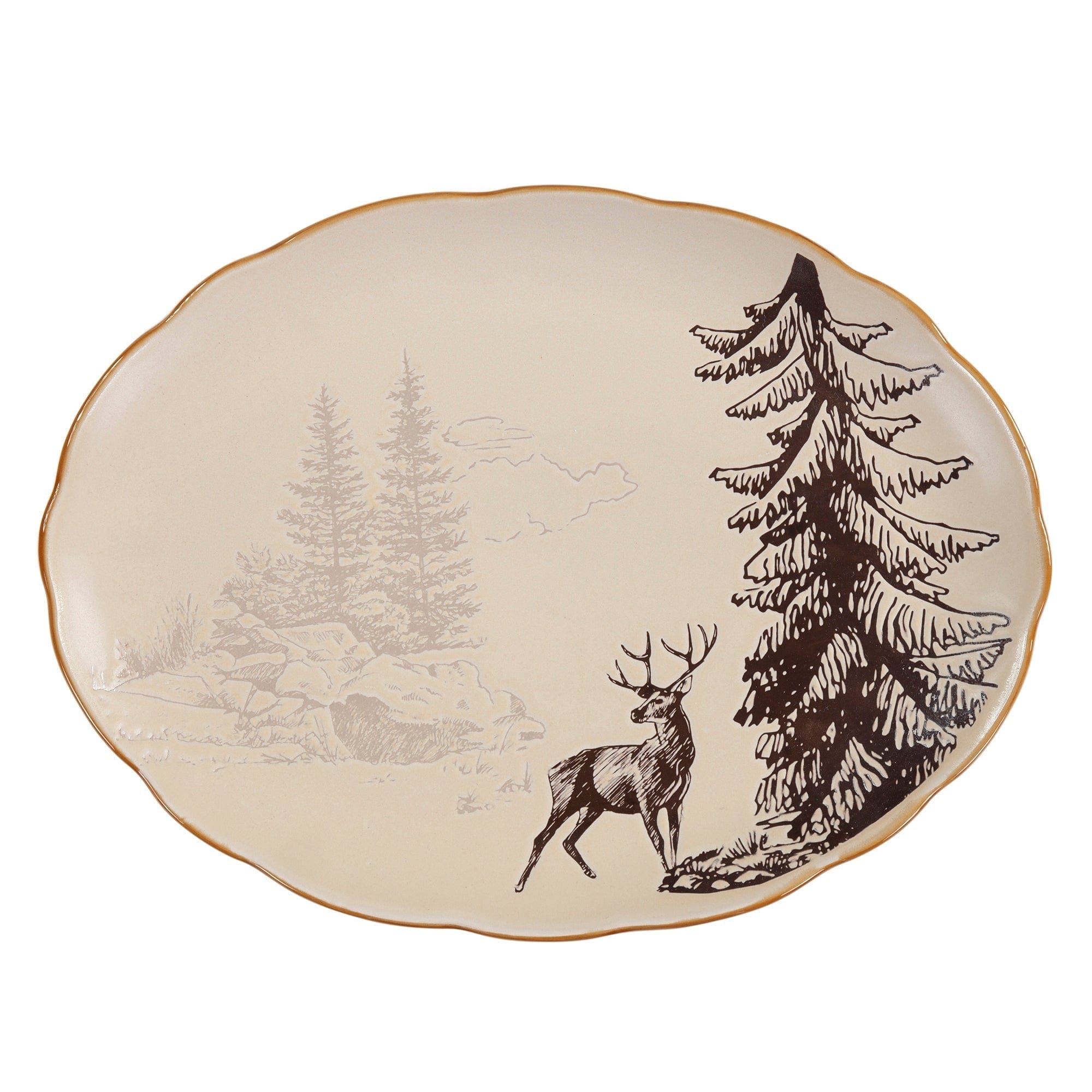 White Pine Ceramic Serving Platter Serving Platter