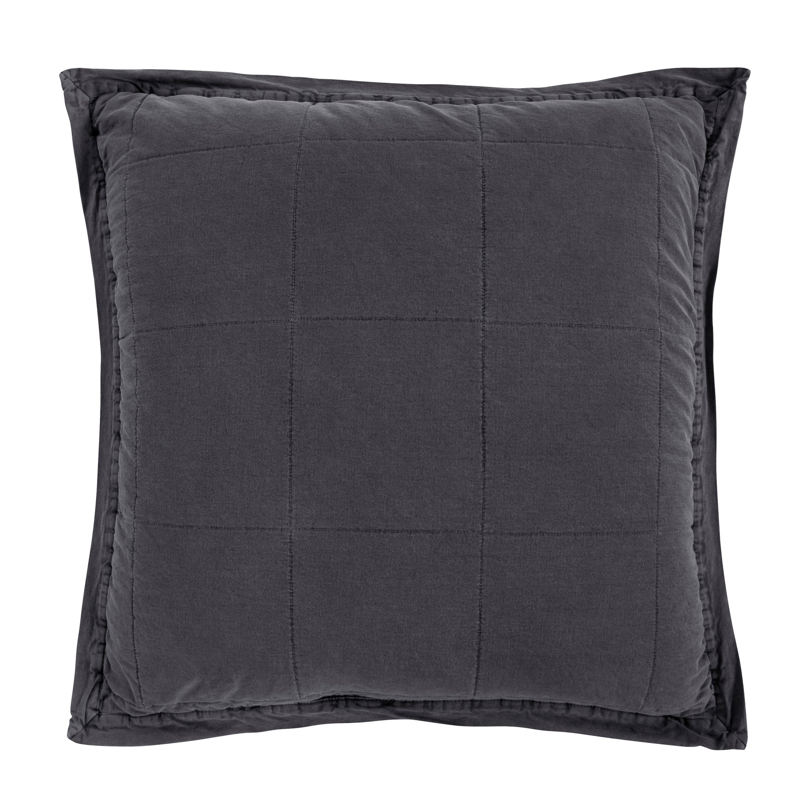 Stonewashed Cotton Canvas Euro Sham Charcoal Sham